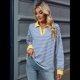 thumbnail image 5 of Sudaderas A Rayas de Talla Grande para Mujer, de Larga, con Cuello de Solapa, Informales, Suaves, Tipo Pulóver, Camisetas Azul M, 5 of 10