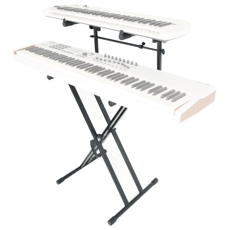 Rockville RKS42X Heavy Duty Metal 2-Tier X-Stand Keyboard and DJ Stand with Quick Release Mechanism