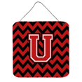 thumbnail image 1 of Lettre U Chevron Noir et Rouge Imprimé Suspendu au Mur Ou à la Porte, 1 of 1