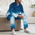 thumbnail image 7 of Uemuo Blue Glitter Sparkles Pattern 2-Piece Loungewear Set - Men’s Soft Sleepwear, Cozy Winter PJs, Comfy Sleep Set-Small, 7 of 7