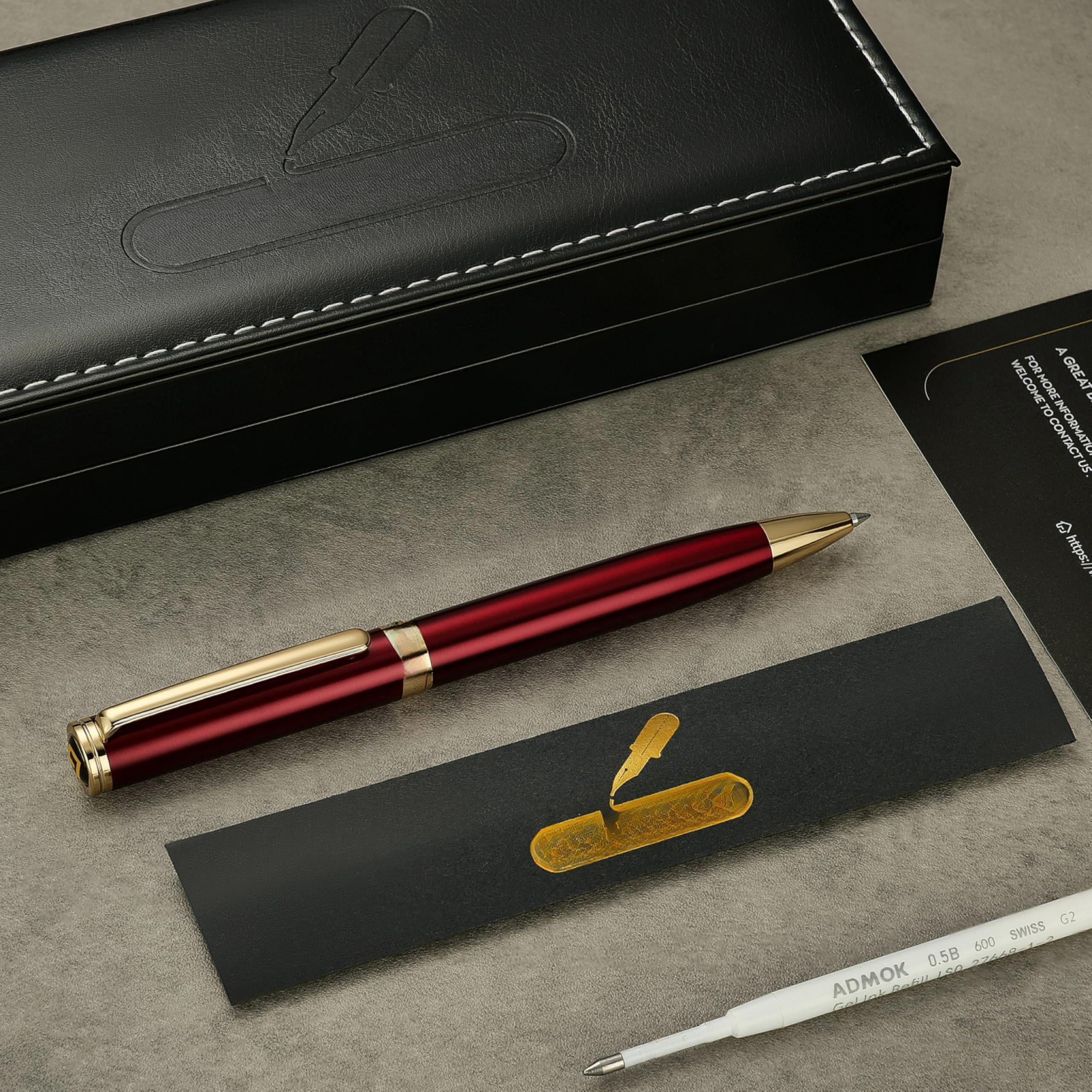 Red Lacquer Gel Pen With Finish  Retractable Pens Gift Set Professional Elegant Writing Executive Office Nice Fancy Designer For Men And Women