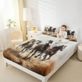 thumbnail image 4 of Manfei Rustic Farm Horse Bed Sheets,Country Farmhouse Lodge King Sheets,Brown White Sheet Set For Teens,Breathable Home Decor,4pcs, 4 of 7