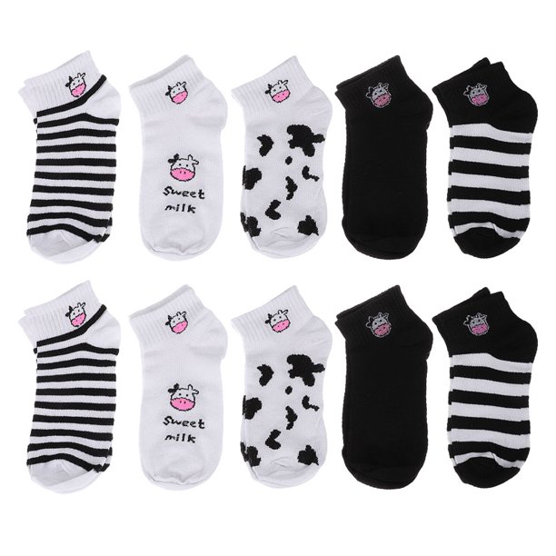 2 pares de calcetines con estampado de vaca, calcetines cortos con estampado de vaca, calcetines tobilleros, calcetines de dibujos animados