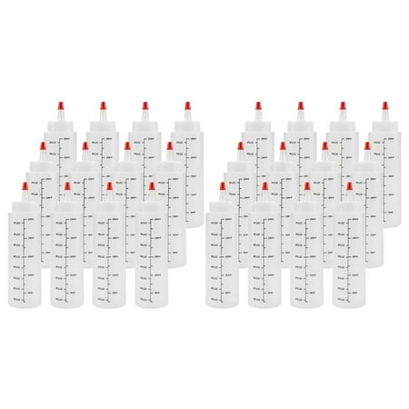 

24-Pack 8 Condiment Squeeze Bottles with Red Tip Cap - Durable Plastic Squirt for Ketchup Sauces Syrup