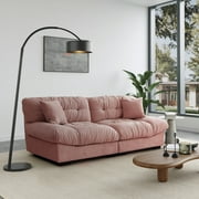 Magic Home 89 Cloud Sofa,Modern Velvet Couch,3-Seat Sofa for Living Room,Apartment and Small Space,Pink