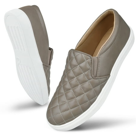 Womens Slip-ons Loafers Shoes for Womens Fashion Sneakers Comfortable Walking Flats Casual Brown Size 10