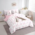 thumbnail image 3 of Castle Fairy Boys Girls Letter Monogrammed A Bedding Comforter Set 7 Pieces,Kawaii Pink Bow Full Bedding Set Lightweight,Animal Leopard Print Fitted Sheet Flat Sheet,Breathable Home Decor,Reversible, 3 of 8
