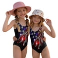 thumbnail image 3 of 4th of July Girls Swimsuit Size 7-8 One Piece Swimsuit Summer Patriotic American Flag Stars Striped Bikini Sets Swimming Sleeveless Beach Vacation Freedom Cute Girls Bathing Suit Black 1-2 Years, 3 of 7