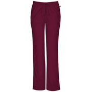 Angle View: Cherokee Workwear Flex Scrubs Pant for Women Mid Rise Moderate Flare Drawstring 44101AP, XS Petite, Wine