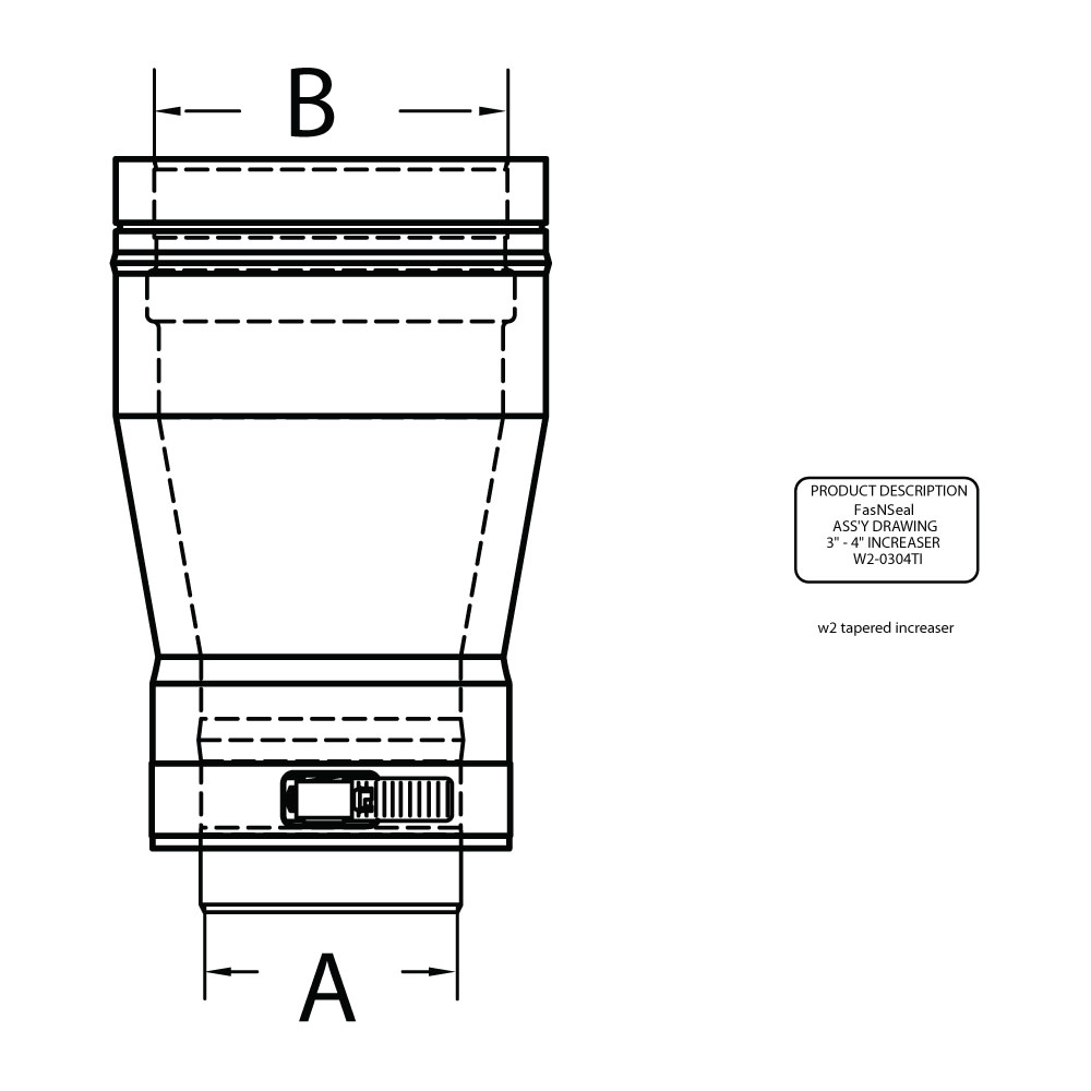 Duravent W2-0304TI 3" X 4" Tapered Increaser From The Fasnseal Series - Stainless Steel