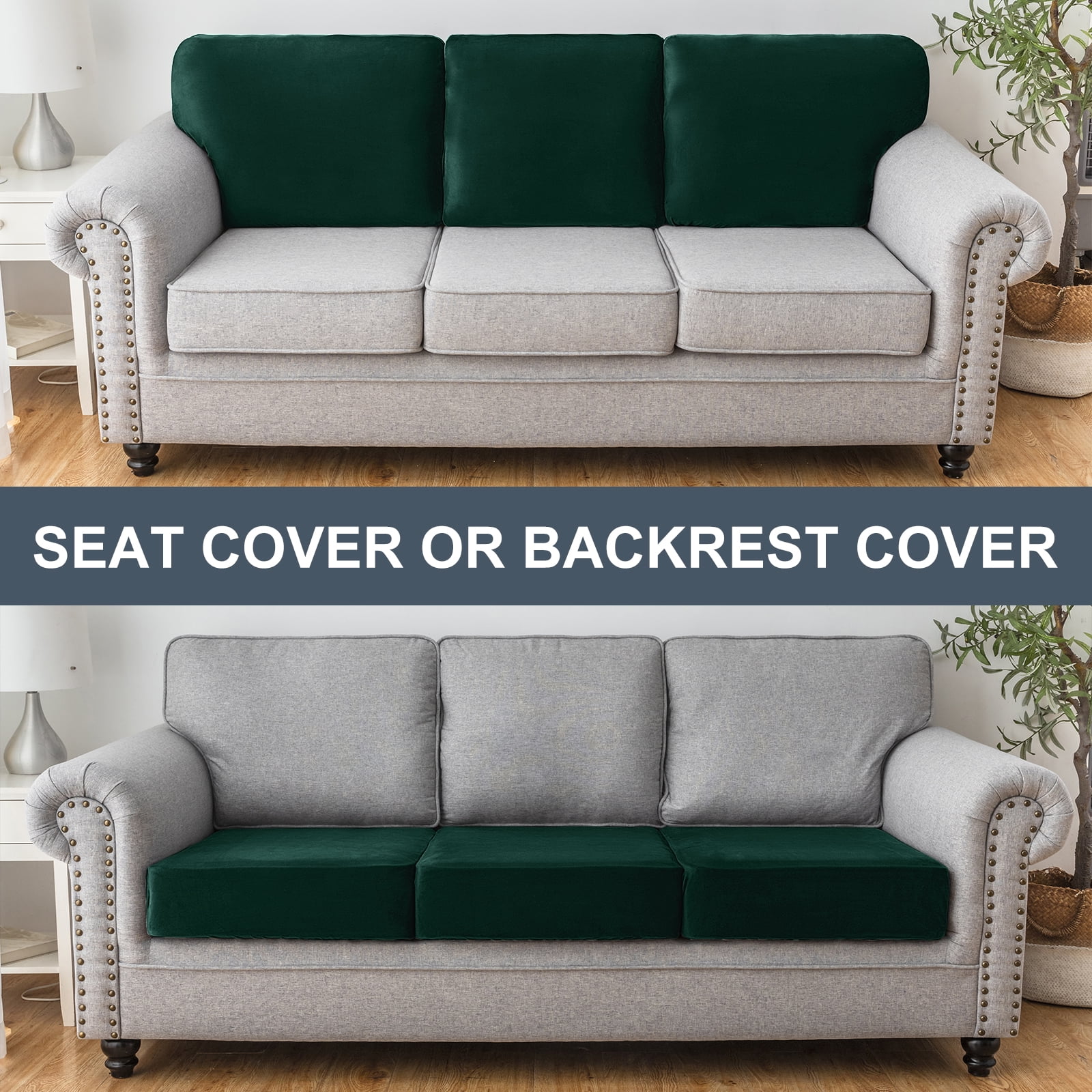 Sanmadrola Couch Covers Velvet Sofa Cushion Cover Stretch Machine Washable Universal Slipcover Furniture Protector for Couches Sectional Sofas
