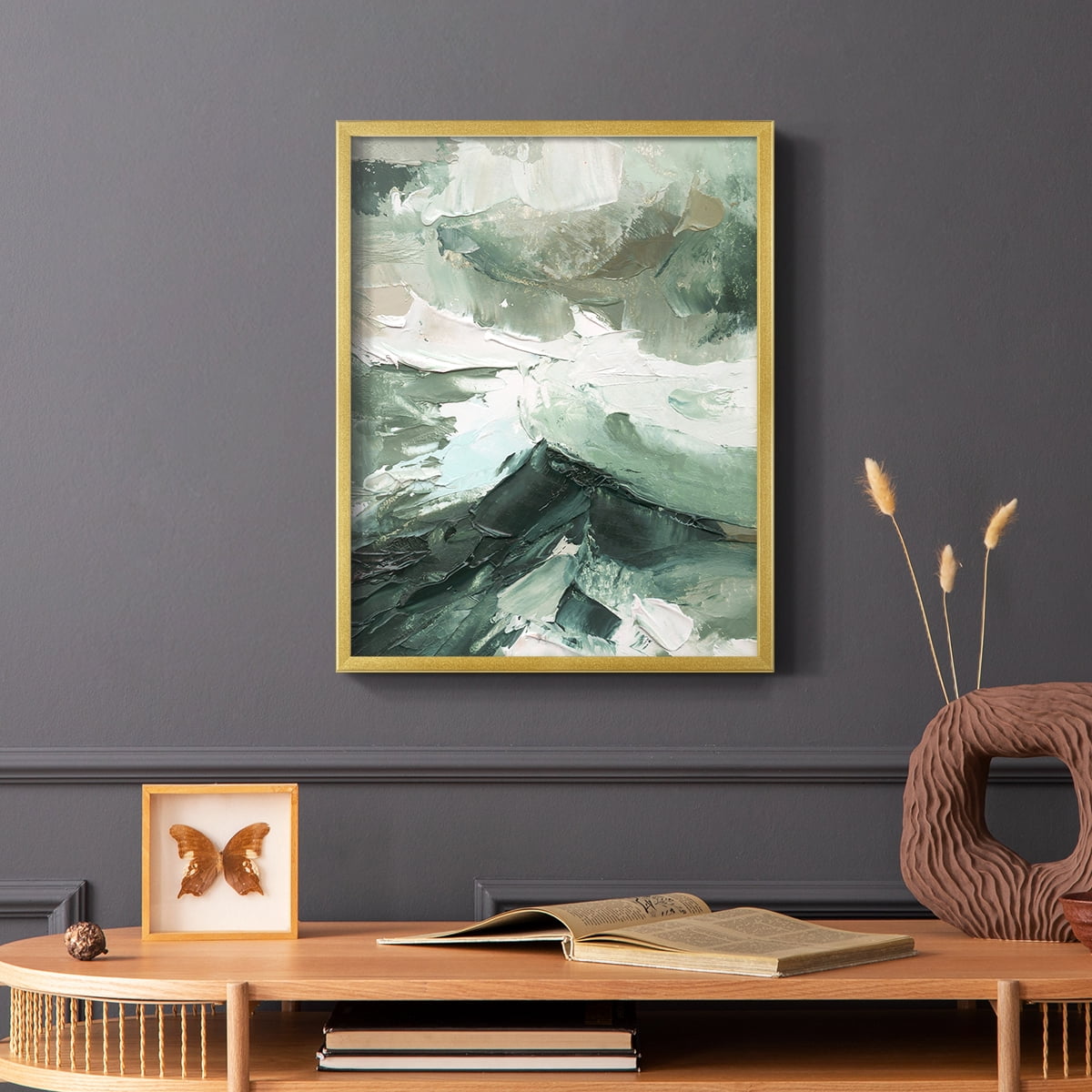 Crashing II Framed Print in Gold Solid Wood Framed Print No Nail Hanging