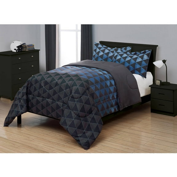 Your Zone 2 Piece Next Generation Comforter and Sham Set, Grey and Blue, Twin