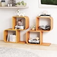 thumbnail image 3 of Gymax 2PCS Bamboo Geometric Bookshelf 2-Tier S-Shaped Bookcase w/ Anti-tipping Device, 3 of 10