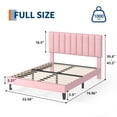 thumbnail image 2 of QinaQin Base de cama Full tapizada en terciopelo color rosa, con cabecera ajustable y diseño capitonado, sin necesidad de box spring, 2 of 8