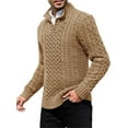 thumbnail image 3 of Stand Collar Men Casual Knit Sweater Male Cable Chunny Pullover, 3 of 5