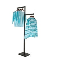 Clothing Rack Heavy Duty 2-Way Black - Adjustable Height Garment Rack for Retail Display, Straight Arms, 72"H, Weighted Base