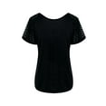 thumbnail image 5 of ORQ V-Neck Stitching Tulle Short Sleeve Casual T-Shirt Women Top, 5 of 8