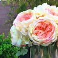 thumbnail image 4 of Enova Home Artificial Peony and Hydrangea Mixed Silk Flowers Arrangement with Clear Glass Vase (Peach), 4 of 4