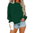 thumbnail image 3 of Stichou Womens Long Sleeve Sweatshirt Loose Fit Crewneck Solid Color Plain Pullover Tops for Fall Winter Outfits with Pockets Army Green S, 3 of 6