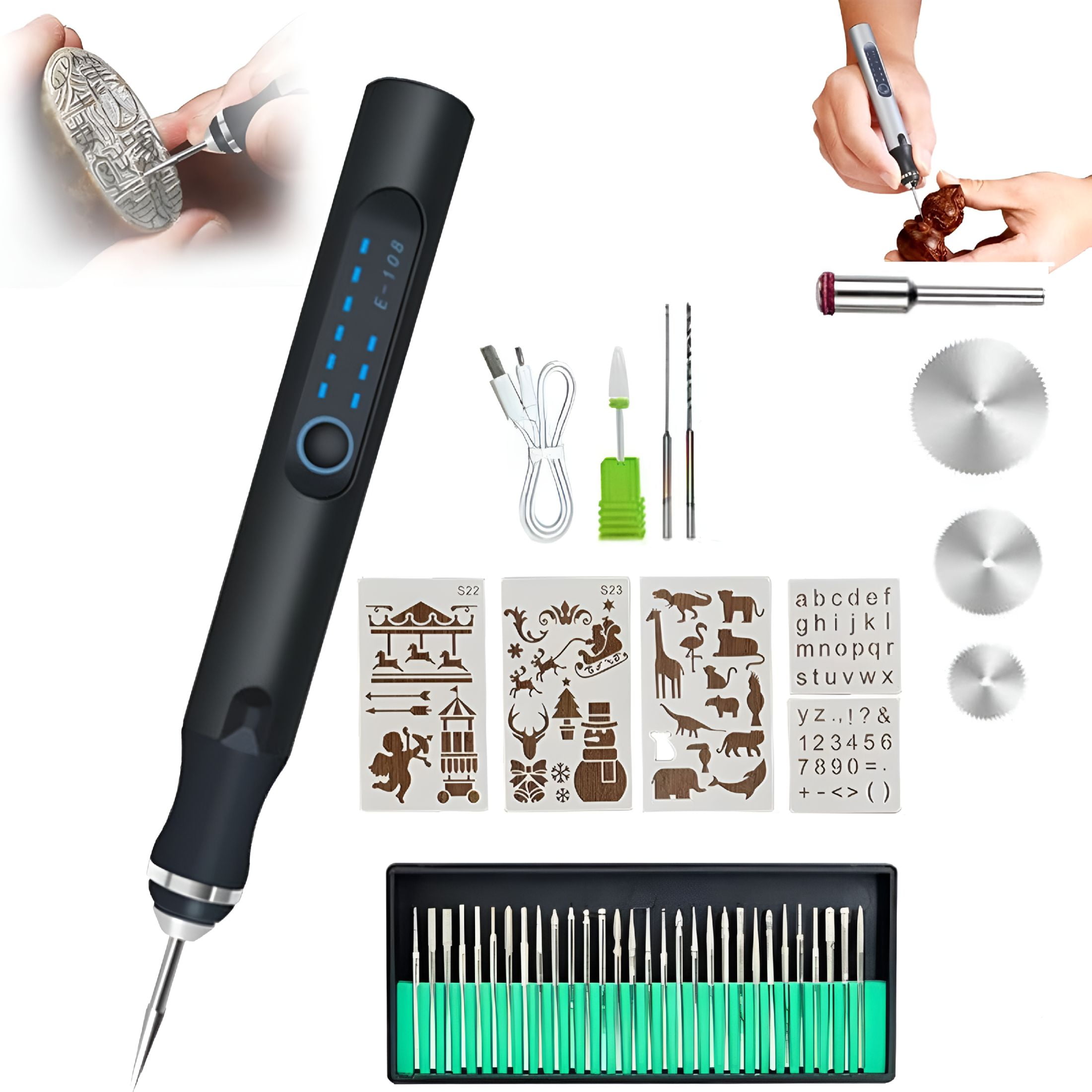 EXLEAF 2026 New Engraving Pen for Diyers,Professional Engraving Pen for Metal,Wood,Glass,And Plastic,Suitable for Professionals and Amateurs(Black-2)