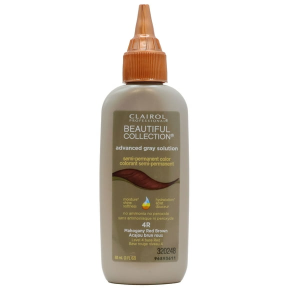 Clairol Professional Beautiful Collection Advanced Gray Solution Semi-Permanent Color 4R Mahogany Red Brown 3 Oz., Pack of 12