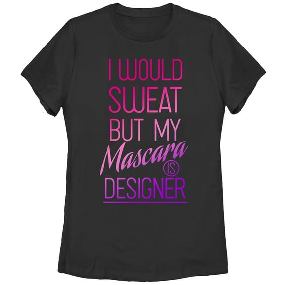 Women's CHIN UP Mascara is Designer  Graphic Tee Black Medium