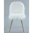 thumbnail image 5 of Roundhill Furniture Ravni Faux Fur Accent Chair Ottoman Set in White/Rose Gold, 5 of 11