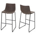 thumbnail image 3 of Summit Living 30 inch Height Bar Stools Set of 2 with Back for Kitchen PU Leather Stools Chairs, Brown, 3 of 9