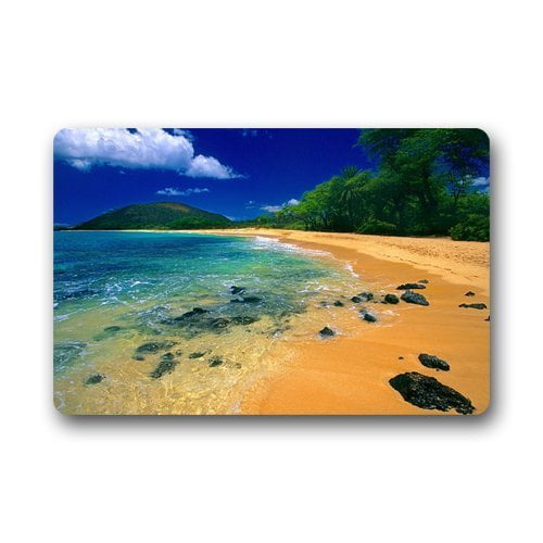RYLABLUE Beach Tropical Beach and Stones Doormat Floor Mats Rugs Outdoors/Indoor Doormat Size 23.6x15.7 inches