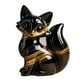 thumbnail image 2 of Figurita de zorro de resina hecha a mano | Escultura decorativa de vidrio brillante de oro negro | Adorno de personalidad única | Acento para la exposición de estanterías del hogar | 1 Pieza, 2 of 2