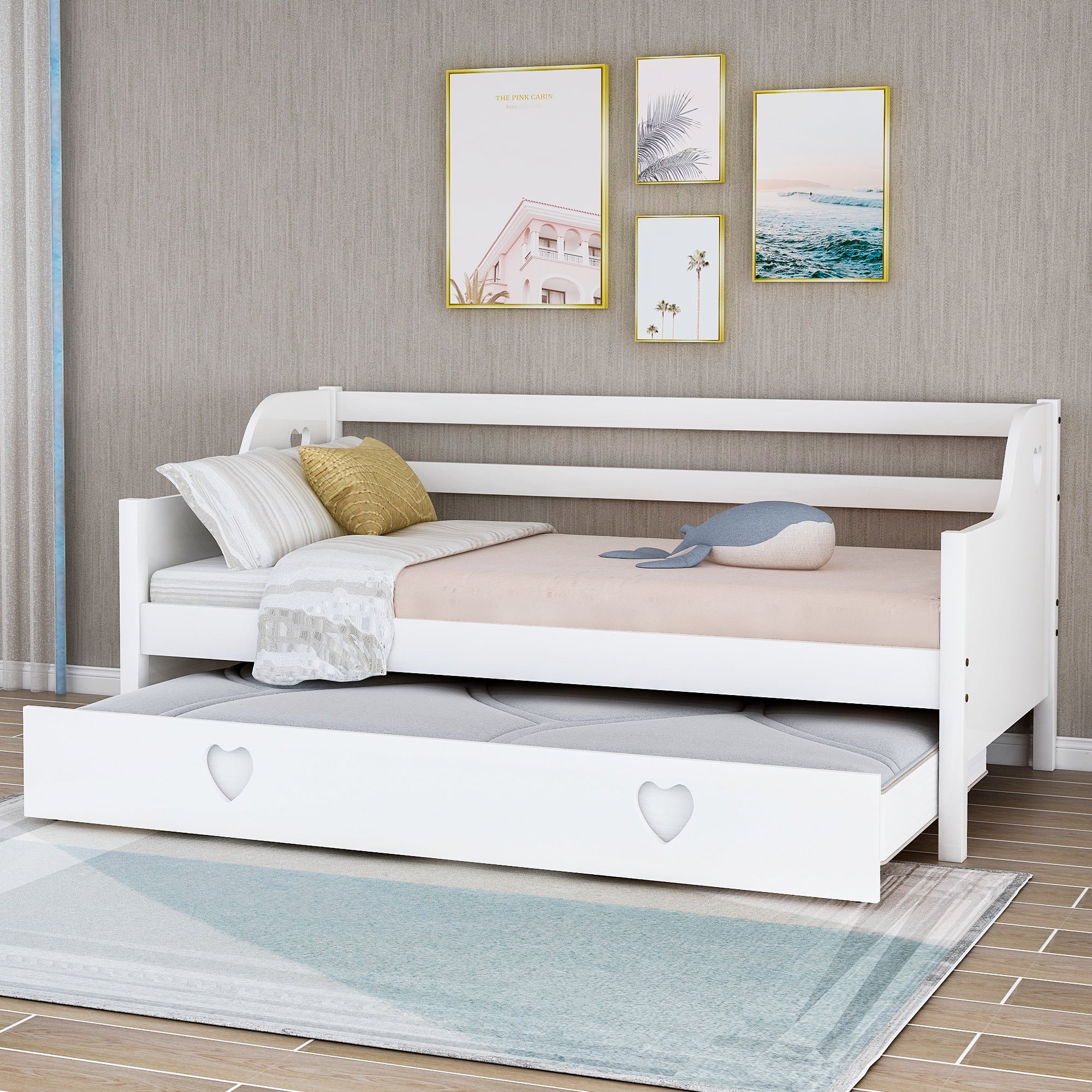 Harper&Bright Designs Solid Wood Twin Daybed with Trundle, Multiple