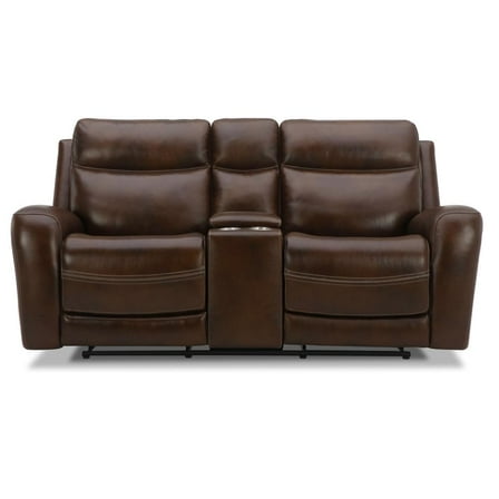 Liberty Furniture Blair Transitional Leather Loveseat in Brown