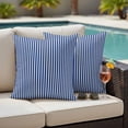 thumbnail image 4 of Dark Blue Striped Outdoor Waterproof Pillow Covers, Modern Beige Geometric Country Decorative Square Throw Pillowcase Sofa Cushion Sham for Patio/Couch/Chair, 18"x18" 2 Pack, 4 of 8