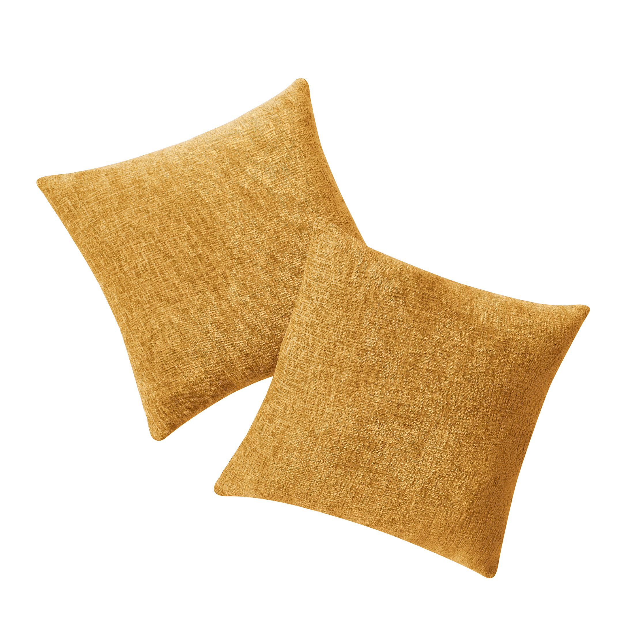 Mainstays Chenille 18" x 18" Gold Solid Polyester Decorative Pillows (2 Count) - image 2 of 5