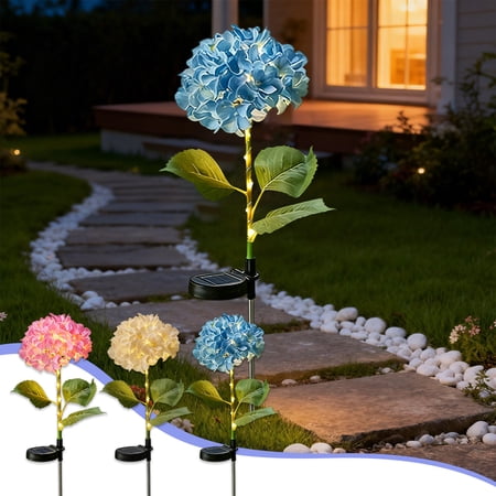 Solar Garden Lights LED Solar Stake Lights with Artificial Flowers Outdoor Solar Lights Waterproof Garden Decor Solar Powered Lights for Yard Patio Pathway