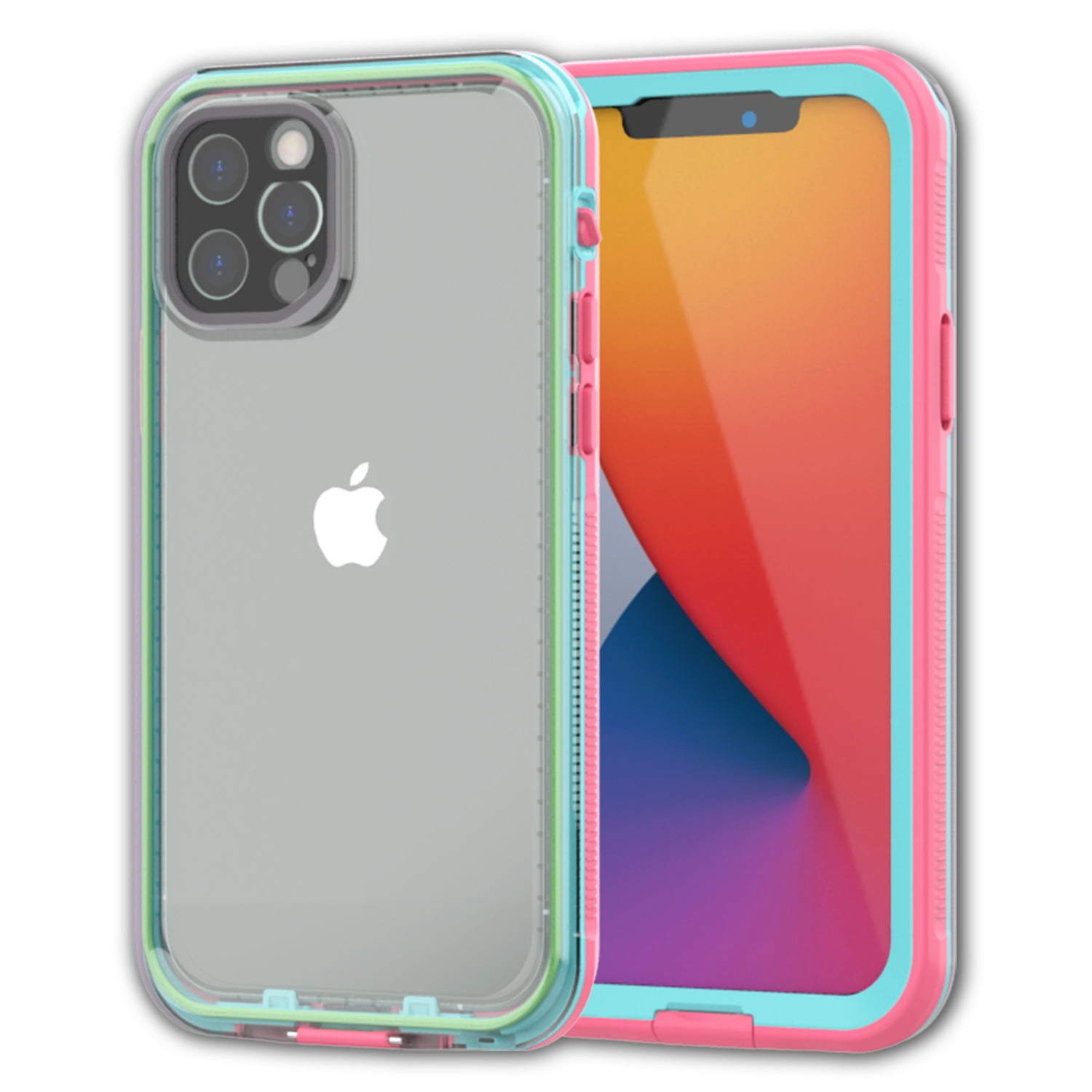 For Iphone 12 Pro Max Waterproof Case Waterproof Shockproof Dustproof Ip68 Full Body Hard Case Built In Screen Protector Underwater Outdoor Waterproof Cover Clear Walmart Com