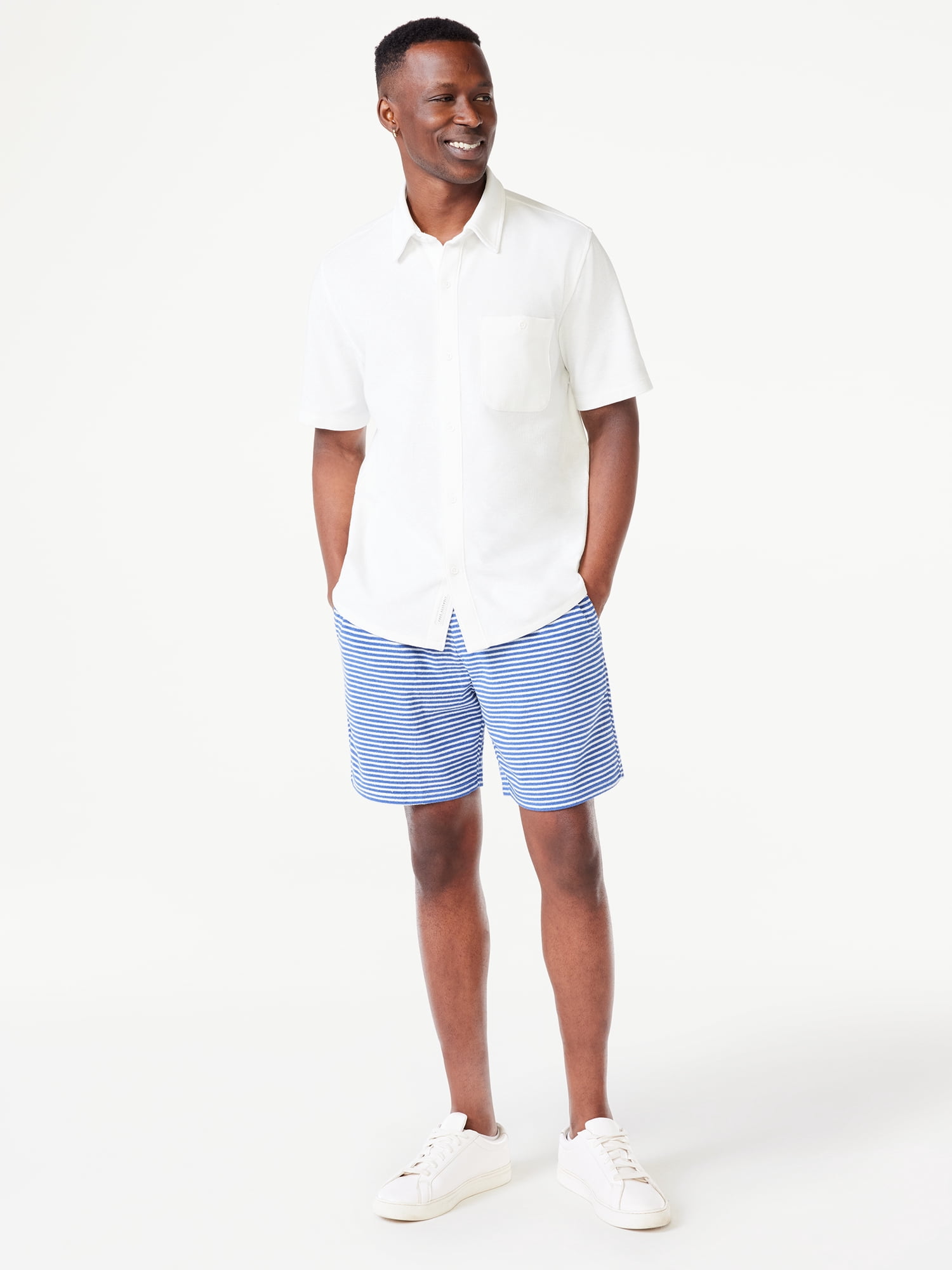 Free Assembly Men's Flatback Waffle Shirt with Short Sleeves