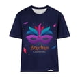 thumbnail image 4 of Pntutb T-Shirts à Manches Courtes pour Femmes Liquidation Mardi Gras Mode Femmes Décontracté Imprimé Manches Courtes Col Rond Chandail Blouse T-Shirt Hauts Rabais, 4 of 4