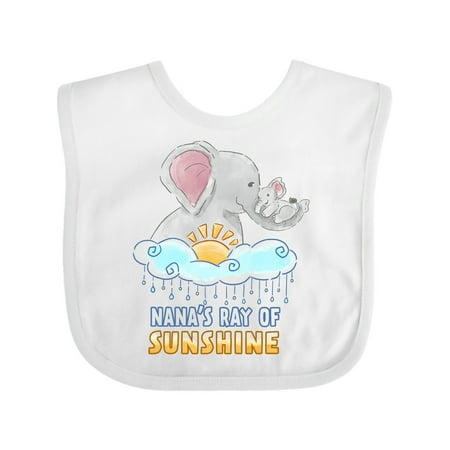 

Inktastic Nana s Ray of Sunshine Cute Elephants Rainclouds and Sun Gift Baby Boy or Baby Girl Bib