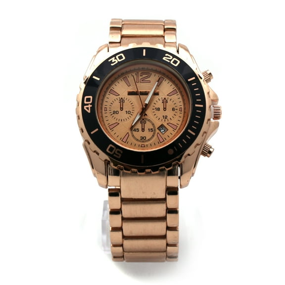 Geneva Plated Metal Analog Round Quartz Round Wrist Watch Rose Gold