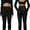 Black, variant on AEXTO Women 2 Piece Workout Sets Seamless Color Block Long Sleeve Crop Top and Tummy Control Leggings Yoga Outfits