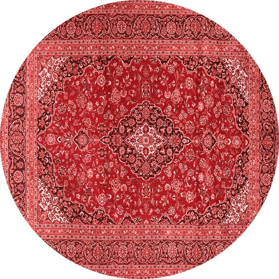 Ahgly Company Indoor Round Medallion Red Traditional Area Rugs, 3' Round