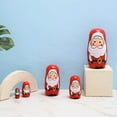thumbnail image 7 of Five-Layer Santa Claus Christmas Nesting Dolls - Wooden Handicrafts & Educational Kindergarten Teaching Utensils, Perfect Birthday And Christmas Gift Decorative Figurine, Traditional Wood Crafts, Red, 7 of 7