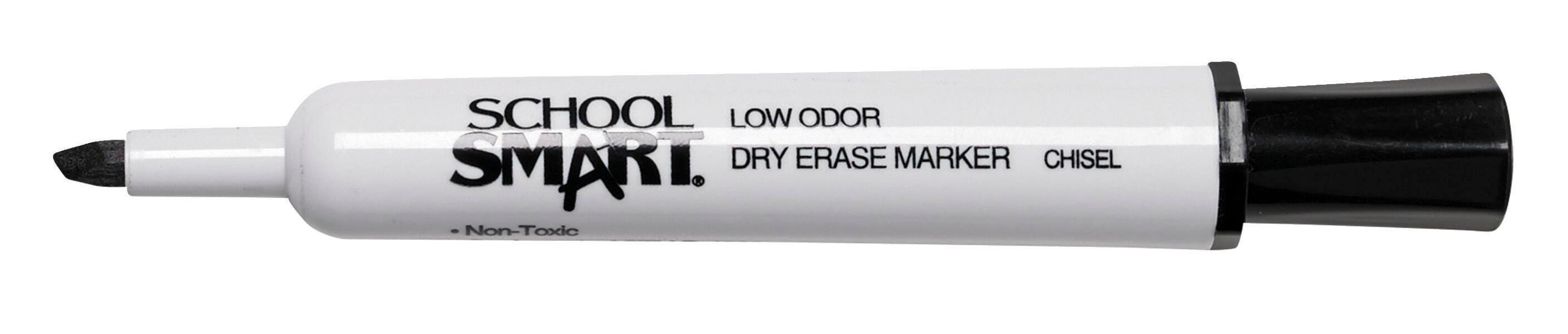 School Smart Dry Erase Markers, Chisel Tip, Low Odor, Black, Pack of 12 - image 2 of 5