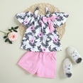 thumbnail image 2 of kpoplk Little Girls Clothes Kids Solid Fly Sleeve Tank Tops Bow Shorts Toddler Baby Girl Summer Outfits Spring 2pc Set Size 3-4 Years,Pink, 2 of 8