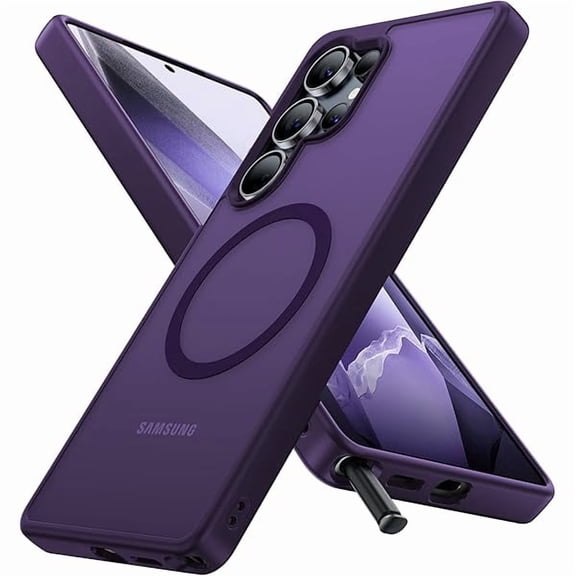 can Magnetic Shockproof for Samsung Galaxy S25 Ultra Case, 12FT Military-Grade Protection [Compatible with MagSafe] Slim Rugged Frosted Matte Hard Back Bumper for S25 Ultra Phone Case, Purple