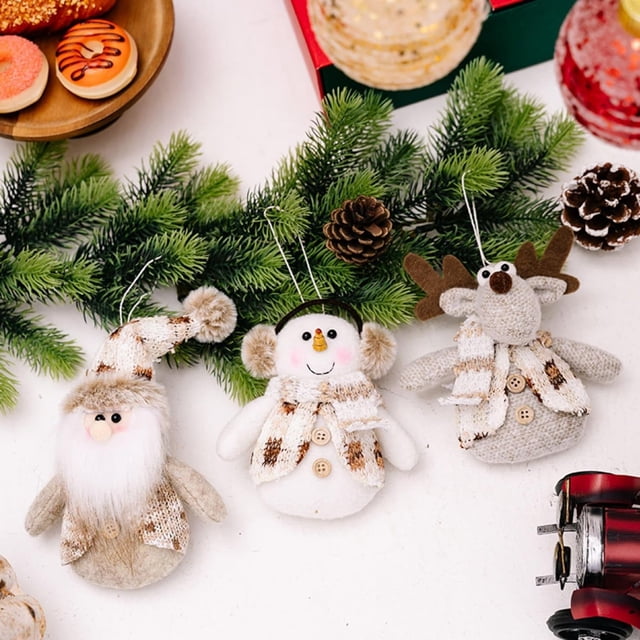 Juego de 3 adornos navideños XINYU para árbol de Navidad muñecos de nieve renos y Papá Noel