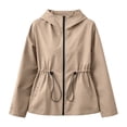 thumbnail image 6 of Edvintorg Waterproof Rain Jacket Women Long Sleeve Zip Up Raincoat Waterproof Hooded Windbreaker with Pocket Plus Size Womens Clothes Khaki XXXL, 6 of 9