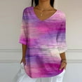 thumbnail image 2 of Sriper 3/4 Sleeve Trendy Tops for Women,Tie-Dyed Cotton T-Shirts,Dressy Ladies Blouses,Loose Fit Tunic Pullover,Fashion Outfit Ideas,Camisetas Mujer Ofertas,Y2K & Casual Styles Hot Pink L, 2 of 5